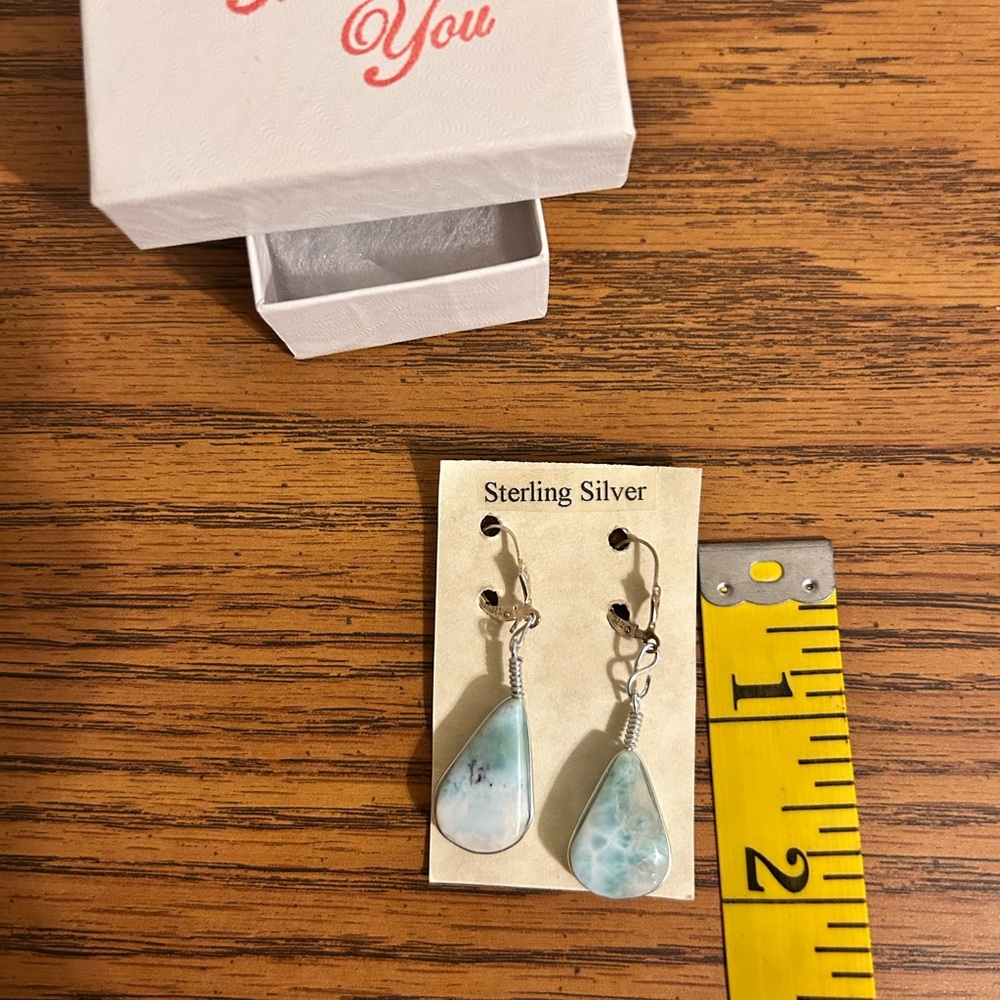 Sterling Silver Larimar Earrings/New